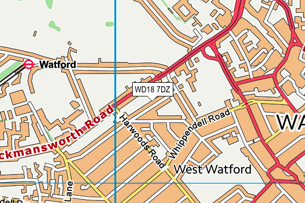 WD18 7DZ map - OS VectorMap District (Ordnance Survey)