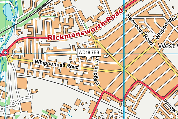 WD18 7EB map - OS VectorMap District (Ordnance Survey)