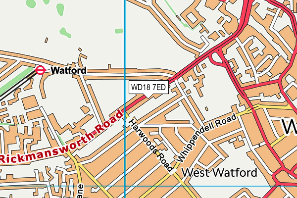 WD18 7ED map - OS VectorMap District (Ordnance Survey)