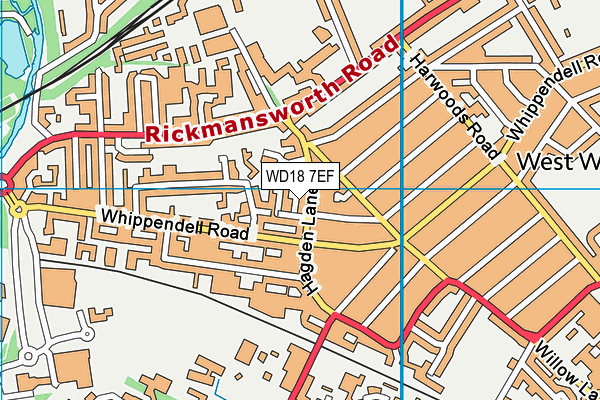 WD18 7EF map - OS VectorMap District (Ordnance Survey)