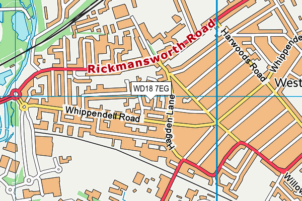 WD18 7EG map - OS VectorMap District (Ordnance Survey)