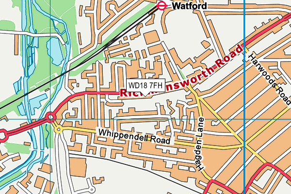 WD18 7FH map - OS VectorMap District (Ordnance Survey)