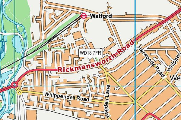WD18 7FR map - OS VectorMap District (Ordnance Survey)