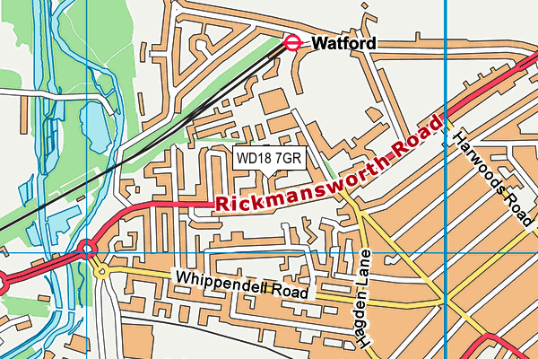 WD18 7GR map - OS VectorMap District (Ordnance Survey)