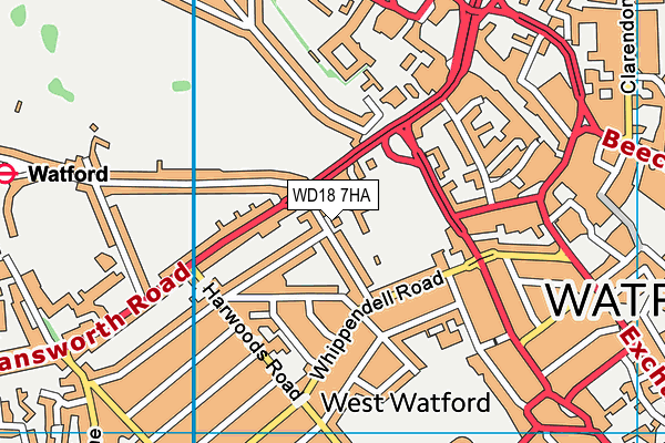 WD18 7HA map - OS VectorMap District (Ordnance Survey)