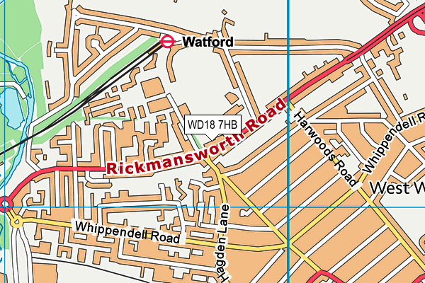 WD18 7HB map - OS VectorMap District (Ordnance Survey)