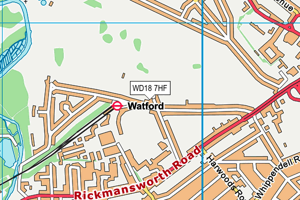 WD18 7HF map - OS VectorMap District (Ordnance Survey)