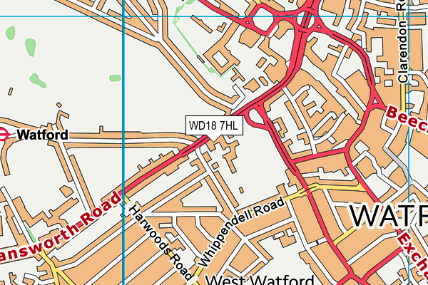 WD18 7HL map - OS VectorMap District (Ordnance Survey)