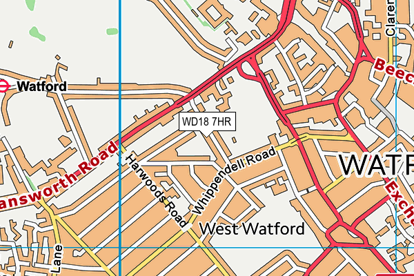 WD18 7HR map - OS VectorMap District (Ordnance Survey)