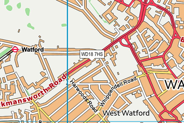 WD18 7HS map - OS VectorMap District (Ordnance Survey)
