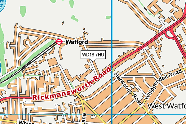 WD18 7HU map - OS VectorMap District (Ordnance Survey)