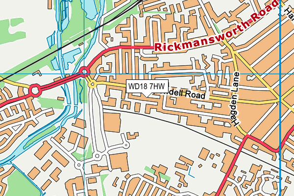 WD18 7HW map - OS VectorMap District (Ordnance Survey)