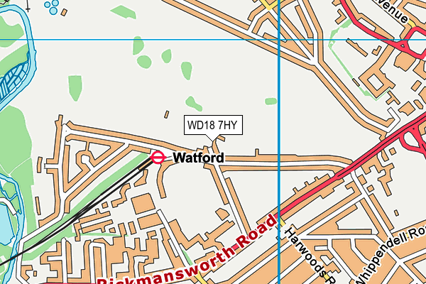 Cassiobury Park map (WD18 7HY) - OS VectorMap District (Ordnance Survey)