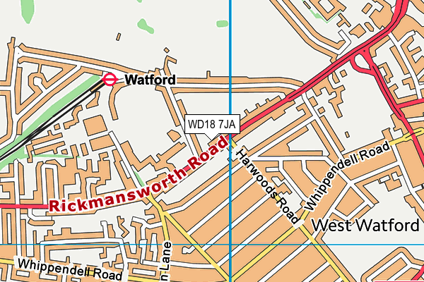 WD18 7JA map - OS VectorMap District (Ordnance Survey)