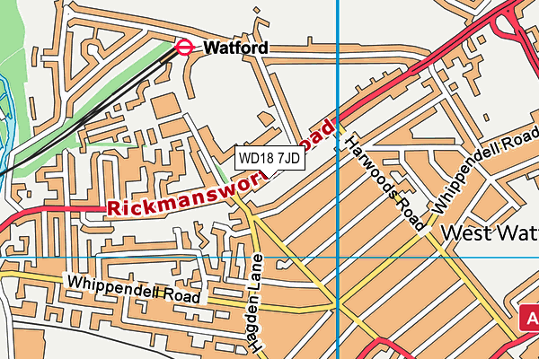 WD18 7JD map - OS VectorMap District (Ordnance Survey)