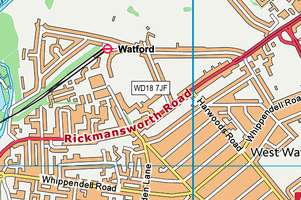 Watford Grammar School for Boys map (WD18 7JF) - OS VectorMap District (Ordnance Survey)