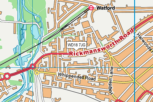 WD18 7JG map - OS VectorMap District (Ordnance Survey)