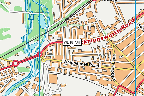 WD18 7JH map - OS VectorMap District (Ordnance Survey)