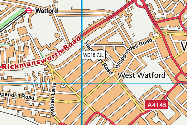 WD18 7JL map - OS VectorMap District (Ordnance Survey)