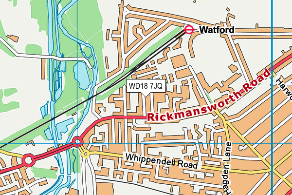 WD18 7JQ map - OS VectorMap District (Ordnance Survey)