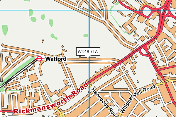 WD18 7LA map - OS VectorMap District (Ordnance Survey)