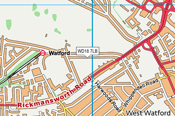 WD18 7LB map - OS VectorMap District (Ordnance Survey)