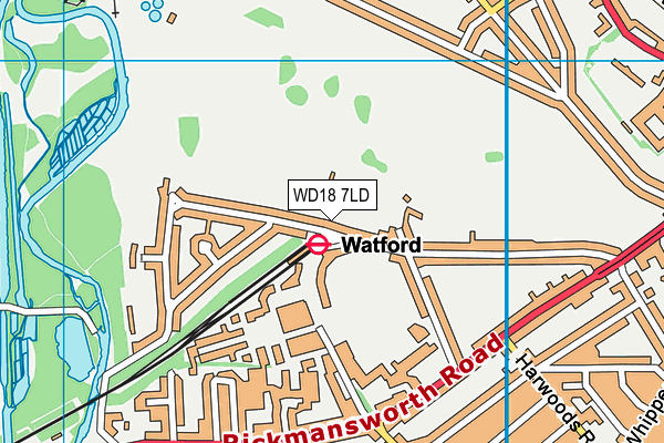 WD18 7LD map - OS VectorMap District (Ordnance Survey)