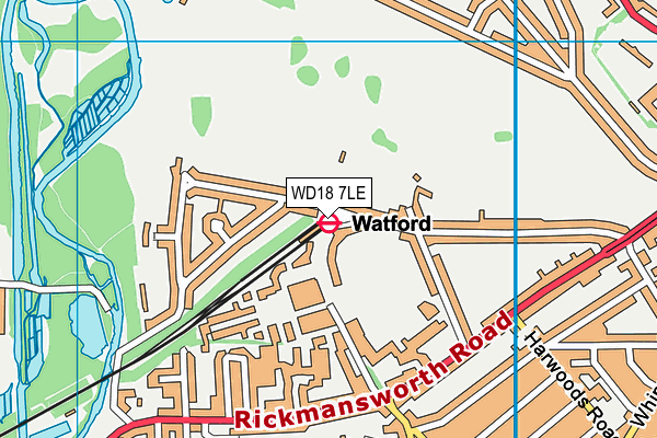 WD18 7LE map - OS VectorMap District (Ordnance Survey)