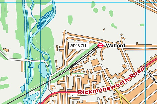 WD18 7LL map - OS VectorMap District (Ordnance Survey)