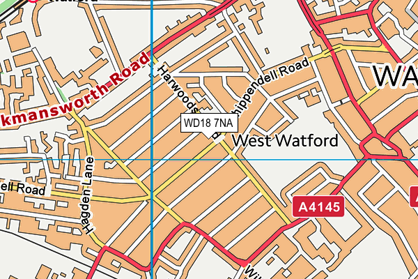 WD18 7NA map - OS VectorMap District (Ordnance Survey)