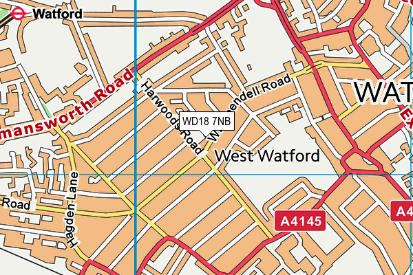 WD18 7NB map - OS VectorMap District (Ordnance Survey)
