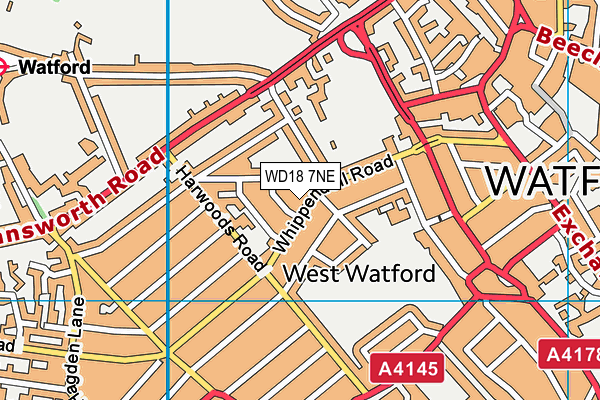 WD18 7NE map - OS VectorMap District (Ordnance Survey)