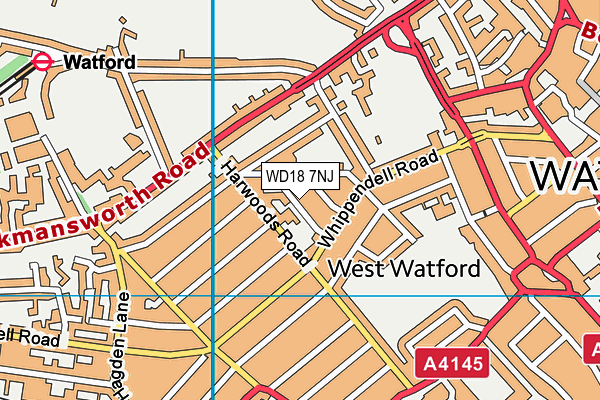 WD18 7NJ map - OS VectorMap District (Ordnance Survey)