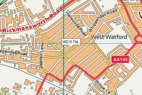 WD18 7NL map - OS VectorMap District (Ordnance Survey)