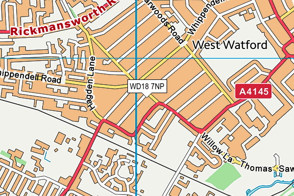 WD18 7NP map - OS VectorMap District (Ordnance Survey)