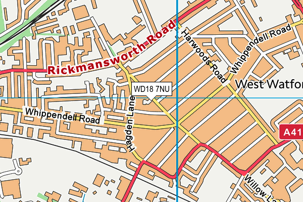 WD18 7NU map - OS VectorMap District (Ordnance Survey)