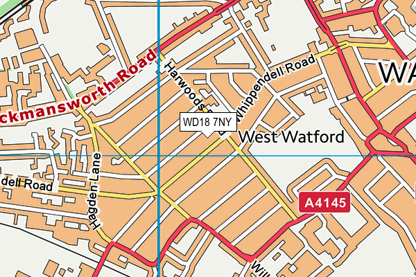 WD18 7NY map - OS VectorMap District (Ordnance Survey)