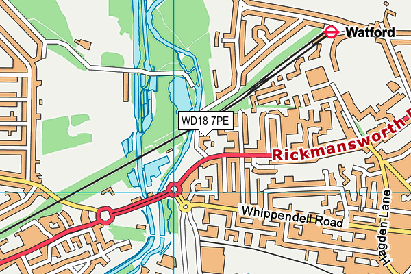 WD18 7PE map - OS VectorMap District (Ordnance Survey)