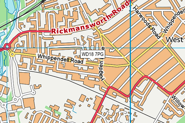 WD18 7PG map - OS VectorMap District (Ordnance Survey)