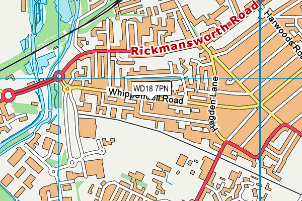 WD18 7PN map - OS VectorMap District (Ordnance Survey)