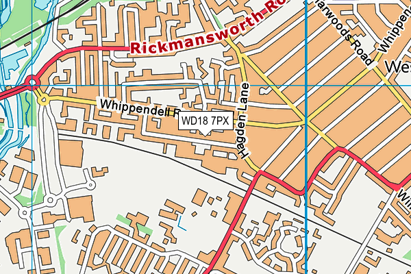 WD18 7PX map - OS VectorMap District (Ordnance Survey)