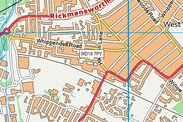 WD18 7PY map - OS VectorMap District (Ordnance Survey)