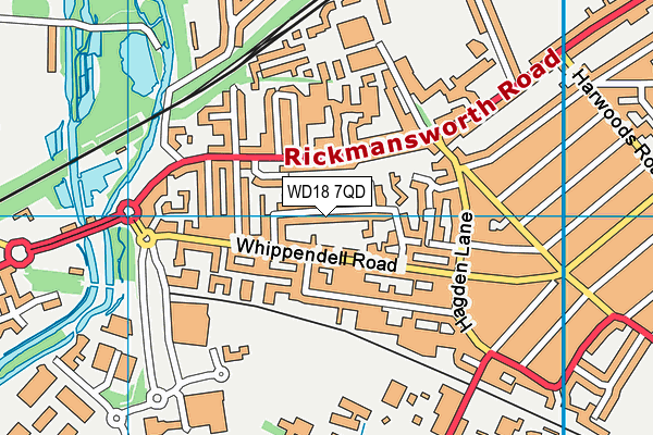 WD18 7QD map - OS VectorMap District (Ordnance Survey)