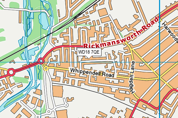 WD18 7QE map - OS VectorMap District (Ordnance Survey)