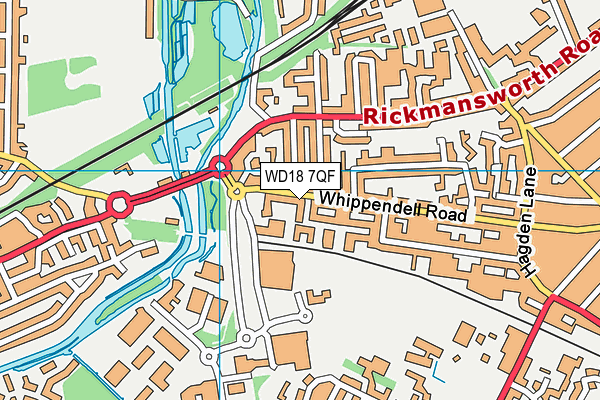 WD18 7QF map - OS VectorMap District (Ordnance Survey)