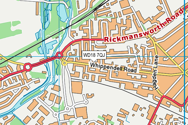 WD18 7QJ map - OS VectorMap District (Ordnance Survey)