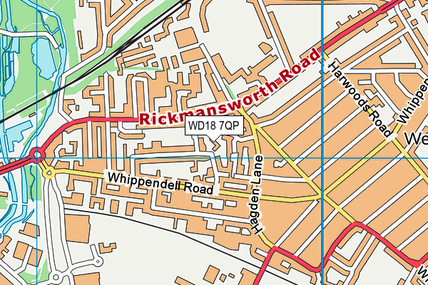 WD18 7QP map - OS VectorMap District (Ordnance Survey)