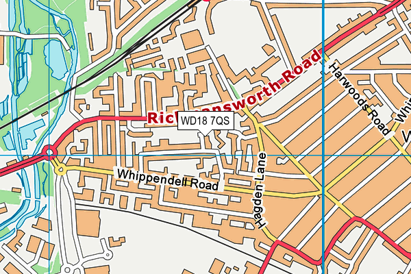WD18 7QS map - OS VectorMap District (Ordnance Survey)