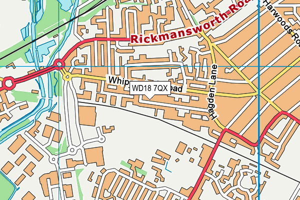 WD18 7QX map - OS VectorMap District (Ordnance Survey)