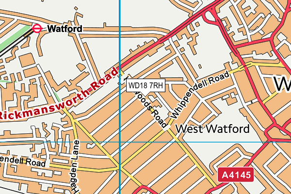 WD18 7RH map - OS VectorMap District (Ordnance Survey)